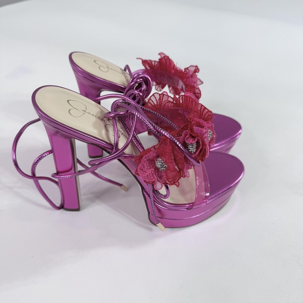 Jessica Simpson JS-IVLA Shoes Womens 11 Pink Lace Up Platform Sandals Pink Glam